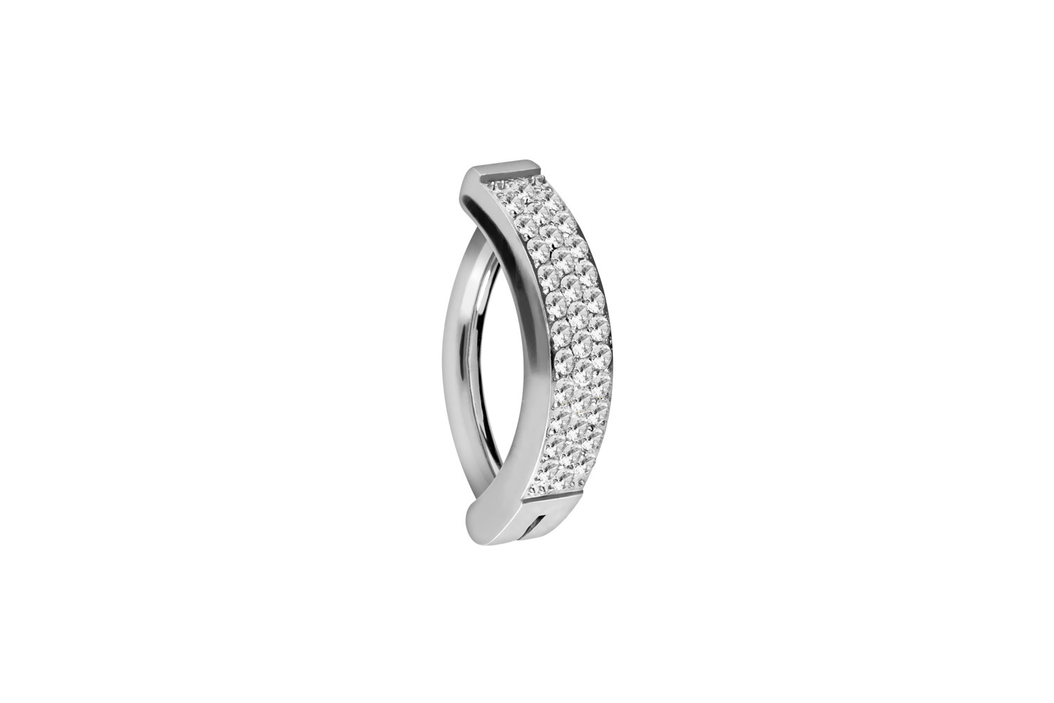 Titan Bauchnabelclicker Bauchnabelpiercing BOGEN + 3 EINGEFASSTE KRISTALLREIHEN